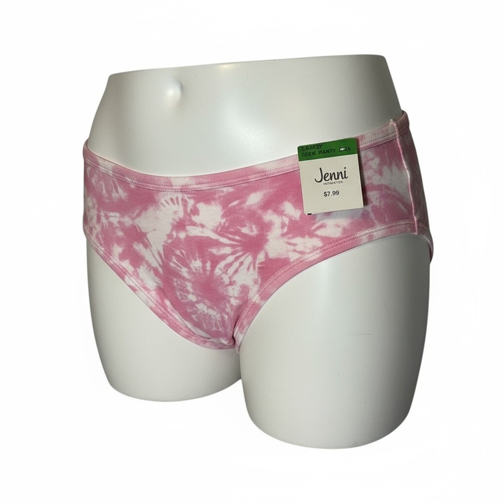 Jenni Intimates Women's Low Rise Cheeky Panty Tie Dye Pink, Size L, NWT